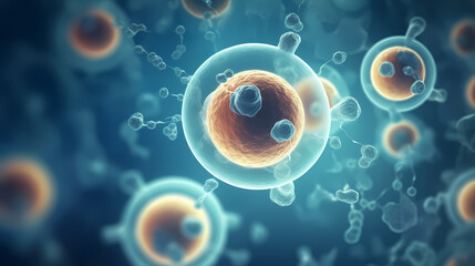 Obraz premium Human cell or embryonic stem cell medicine, human cell biology DNA molecular structure