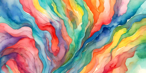 Vibrant Watercolor Harmony: Abstract pattern of pink, blue, yellow, and orange hues on a grunge-textured paper, creating a bright and colorful spring-inspired painted wallpaper