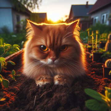  agry cat in the garden
