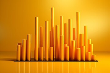 Business Bar Chart Analysis, on an isolated Golden Yellow background, Generative AI