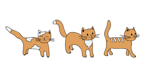 Hand drawn cat clipart. Cute pet doodle set