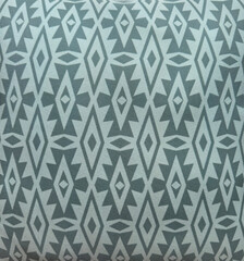 Ethnic accent pillow seamless texture in light blue teal color. 