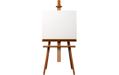 Artistic Pursuits with the Versatility and Practicality of Wooden Easels on a White or Clear Surface PNG Transparent Background.