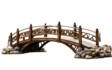 The Functionality and Aesthetics with a Range of Wooden Footbridge Specifications on a White or Clear Surface PNG Transparent Background.