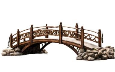 The Functionality and Aesthetics with a Range of Wooden Footbridge Specifications on a White or Clear Surface PNG Transparent Background.