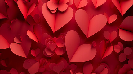 Valentine's day paper art cut background with copy space - obrazy, fototapety, plakaty