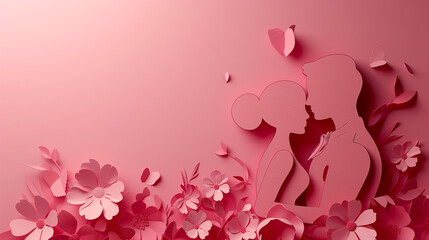 Pink Floral Love Vector Background with Abstract Design, Perfect for Valentine's Day Cards and Spring Celebrations