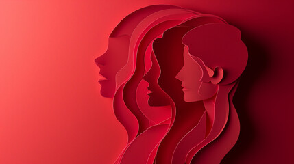 Red-haired woman's silhouette with a vintage flair, embodying the concepts of art, love, and beauty in a stylish profile illustration