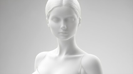 Portrait of a female white mannequin on white background