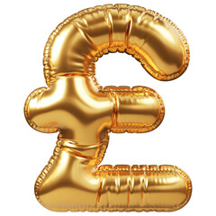 Gold helium balloon in form of UK pound sterling currency sign. 3D realistic decoration, design element related for all events and party, banking or finance advertising © Pagina