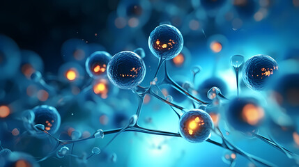 Virus cells abstract science concept, medical research background - obrazy, fototapety, plakaty