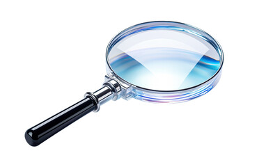 Clarity in Observation with an Innovative Magnifier Tool on a White or Clear Surface PNG Transparent Background.