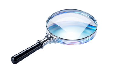 Clarity in Observation with an Innovative Magnifier Tool on a White or Clear Surface PNG Transparent Background.