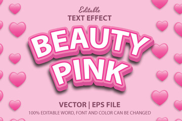 3d vector editable text effect make up girl, typography of female beauty with pink decoration and beautiful and soft colors perfect for logos, headlines or banners for skincare and female beauty.