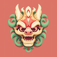 Vector Illustration of Front View of Dragon's Head