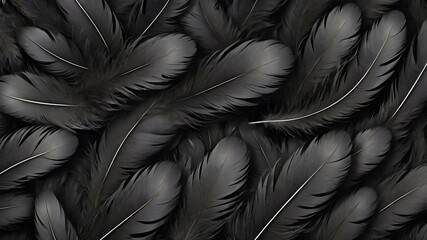 Black feather texture. Close to feather background	
