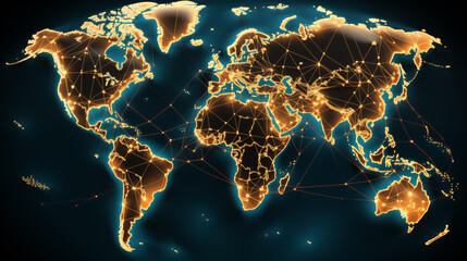 Global network connection. World map point and line composition concept of global business. 