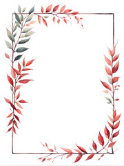 Obraz premium minimalist-watercolor-illustration-by-greg-rutkowski-featuring-a-frame-composed-of-red-leafy