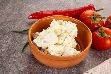 Soft Philadephia cheese in the bowl