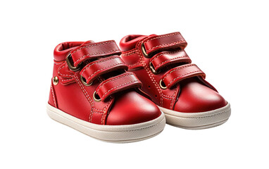 Protective, and Waterproof Red Color Shoes for Young Explorers on a White or Clear Surface PNG Transparent Background.