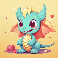 Fototapeta premium Vector Illustration of Cute Dragon