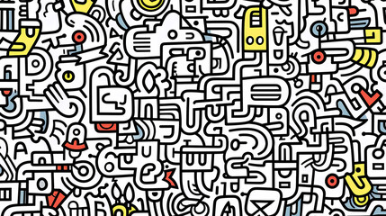 Funny doodle seamless pattern, artistic background