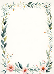 Fototapeta na wymiar watercolor-illustration-featuring-a-floral-and-leafy-frame-minimalist-with-notes