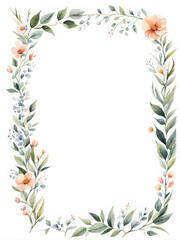 Fototapeta na wymiar watercolor-illustration-featuring-a-floral-and-leafy-frame-minimalist-with-notes