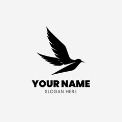 Simple logo of high flying birds in black and white color. Generative AI.