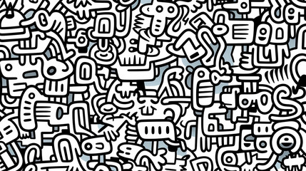 Fototapeta premium Funny doodle seamless pattern, artistic background