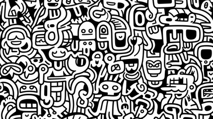Funny doodle seamless pattern, artistic background