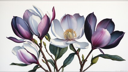 Illustration, postcard, banner: watercolor drawing with black tulips.	