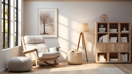 Interior design of living room, baby room, bed room with sofa sitting pillows