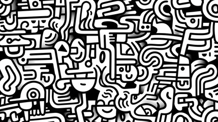 Funny doodle seamless pattern, artistic background