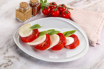 Italian caprese salad with mozzarella