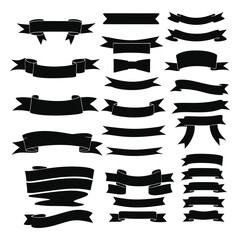 Banner ribbon set silhouette vector black shape