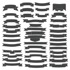 Banner ribbon set silhouette vector black shape