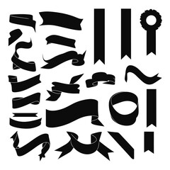 Banner ribbon set silhouette vector black shape