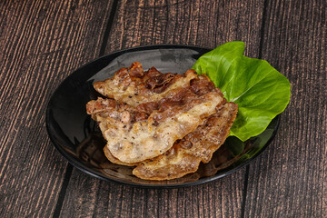 Roasted sliced pork fat bacon