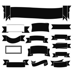 Banner ribbon set silhouette vector black shape
