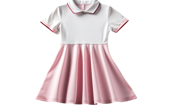 Your Little Lady Style with a Kids Polo Dress and Preppy Collar on a White or Clear Surface PNG Transparent Background.