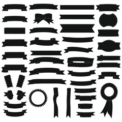 Banner ribbon set silhouette vector black shape