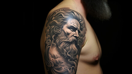 Tattoo on men's shoulders, , Generative Ai