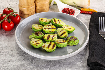 Grilled green brussel sprout cabbage