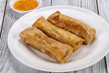 Traditional crispy fried stuffed springroll