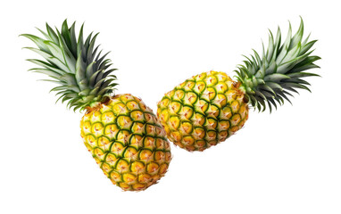Fototapeta premium Witness the Culinary Brilliance of a Pair of Ripe Pineapples on a White or Clear Surface PNG Transparent Background.