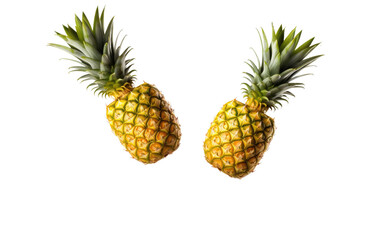 Savor the Blissful Combination of Two Fresh Pineapples on a White or Clear Surface PNG Transparent Background.