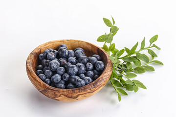 Ripe sweet blueberry in the bowl