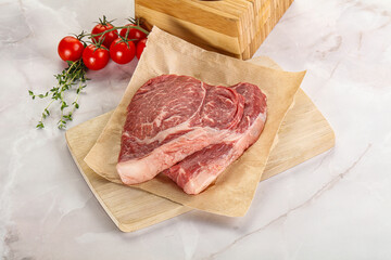 Uncooked raw beef steak for grill