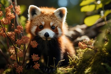 Fototapeta premium Red panda in the tropical forest